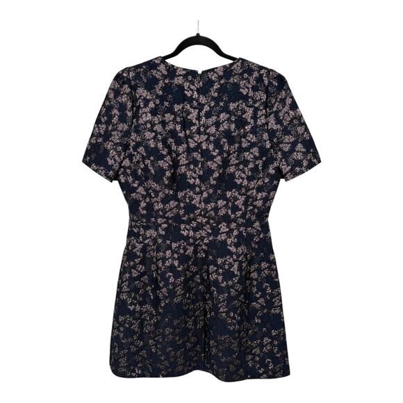 Club Monaco Dress brocade minidress blue multi size Large L DEFECT - Picture 3 of 5